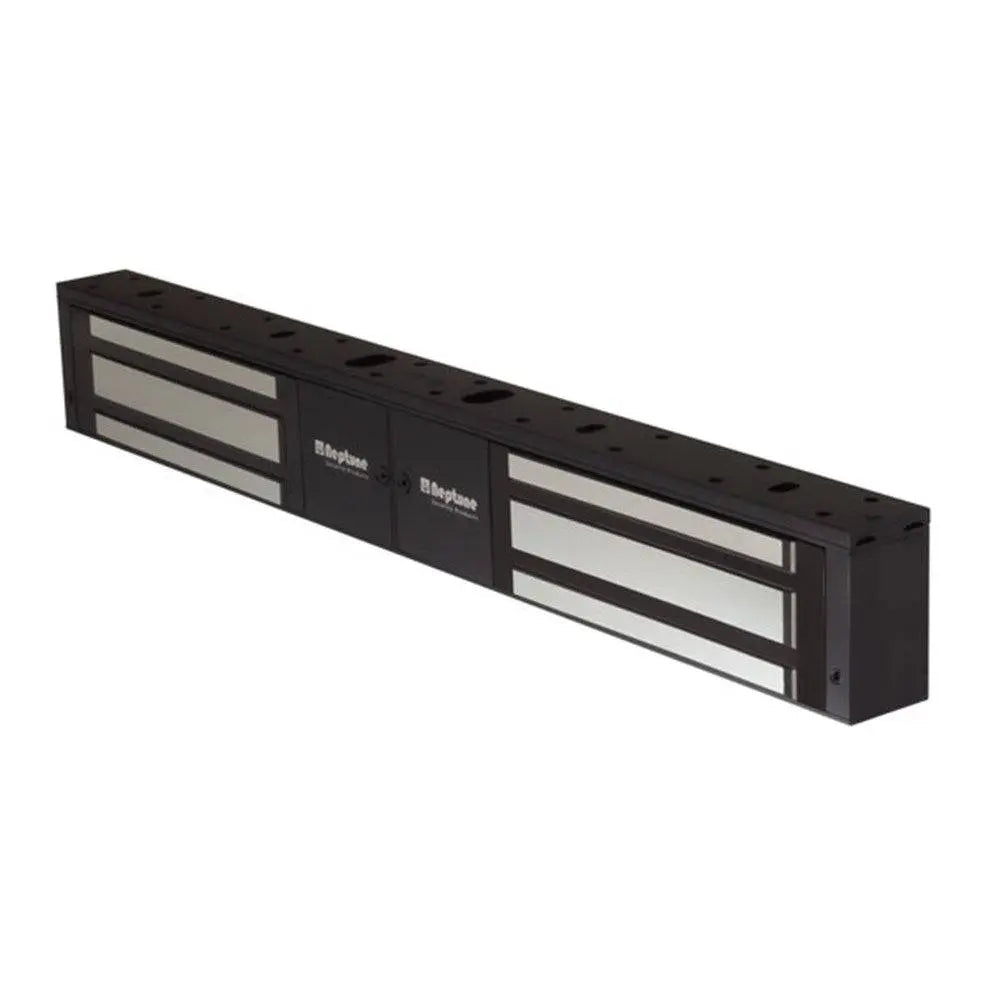 Neptune Maglock Double Door - Maglock 500kg in black finish featuring LED indicator and door status sensor for monitored locking solutions.