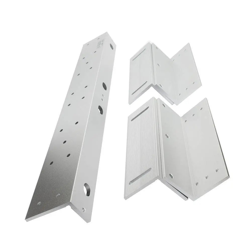 Neptune Bracket NEML500DM - Adjustable Satin Aluminum set with L&Z components for inward doors. Designed for NEML500DM magnetic locks.