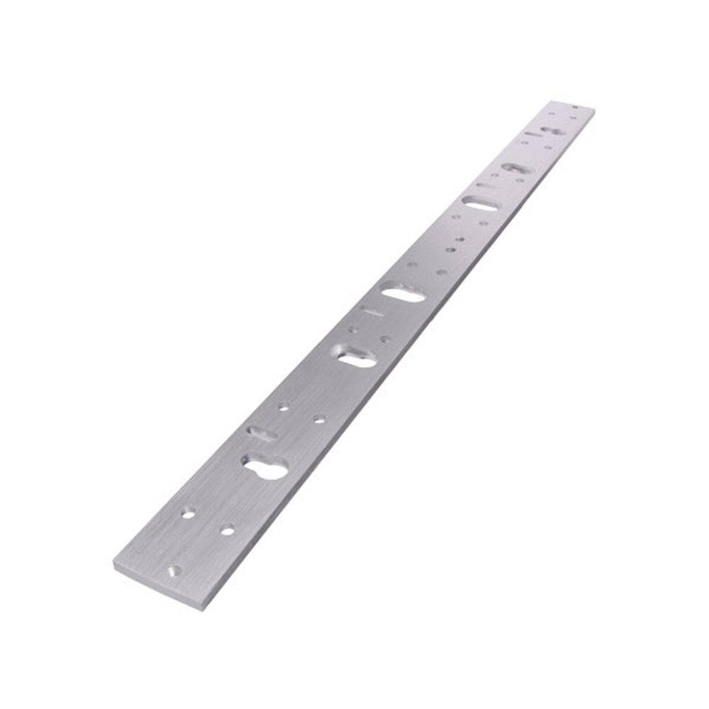 Packing Plate for NEML500DM - Neptune Plate in anodised aluminum, 530x40x6mm, designed for magnetic lock mounting in latch systems.