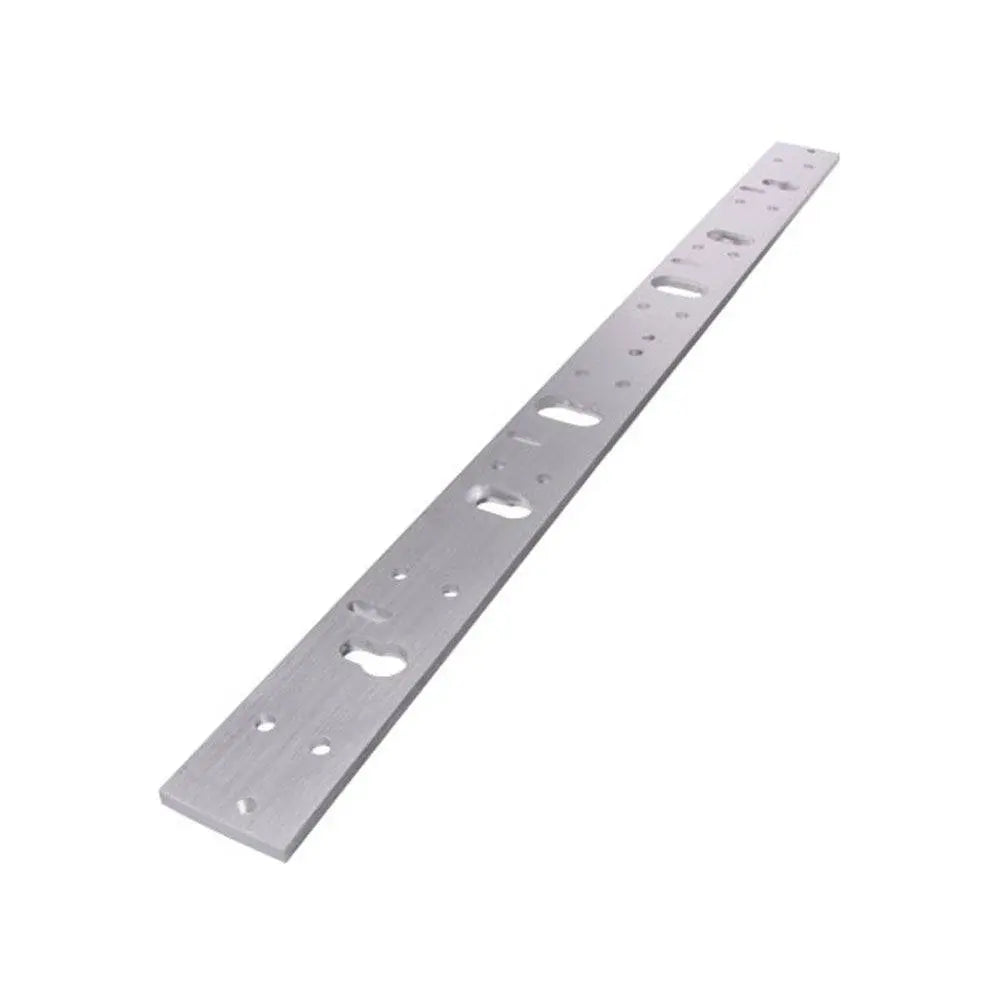 Packing Plate for NEML500DM - Neptune Plate in anodised aluminum, 530x40x6mm, designed for magnetic lock mounting in latch systems.