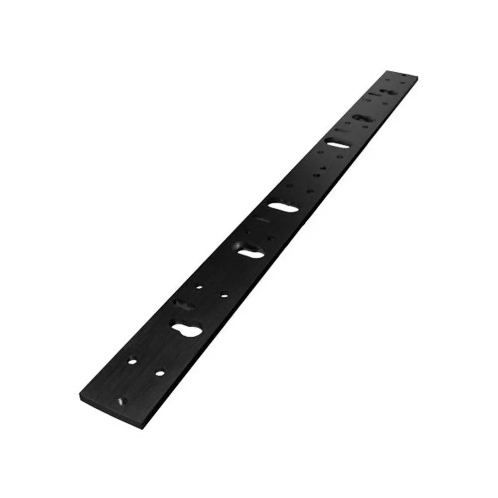 Neptune Packing Plate in black for NEML500DM maglock, 530 x 40 x 6 mm, ideal for mounting magnetic locks in latch systems.