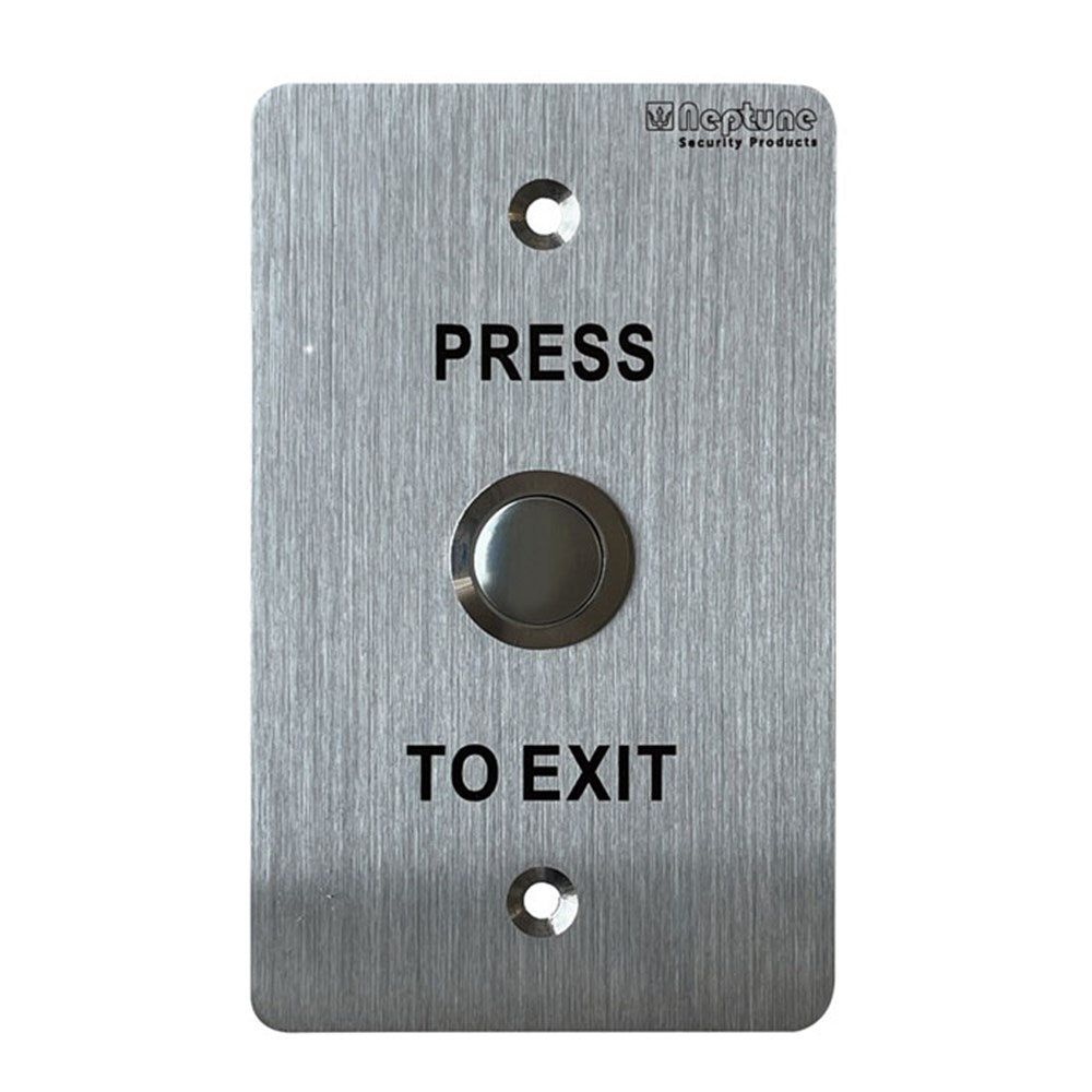 Neptune Press Exit Button - Stainless Steel with NO/C contacts, 1.7mm thick plate for secure access control in commercial settings.