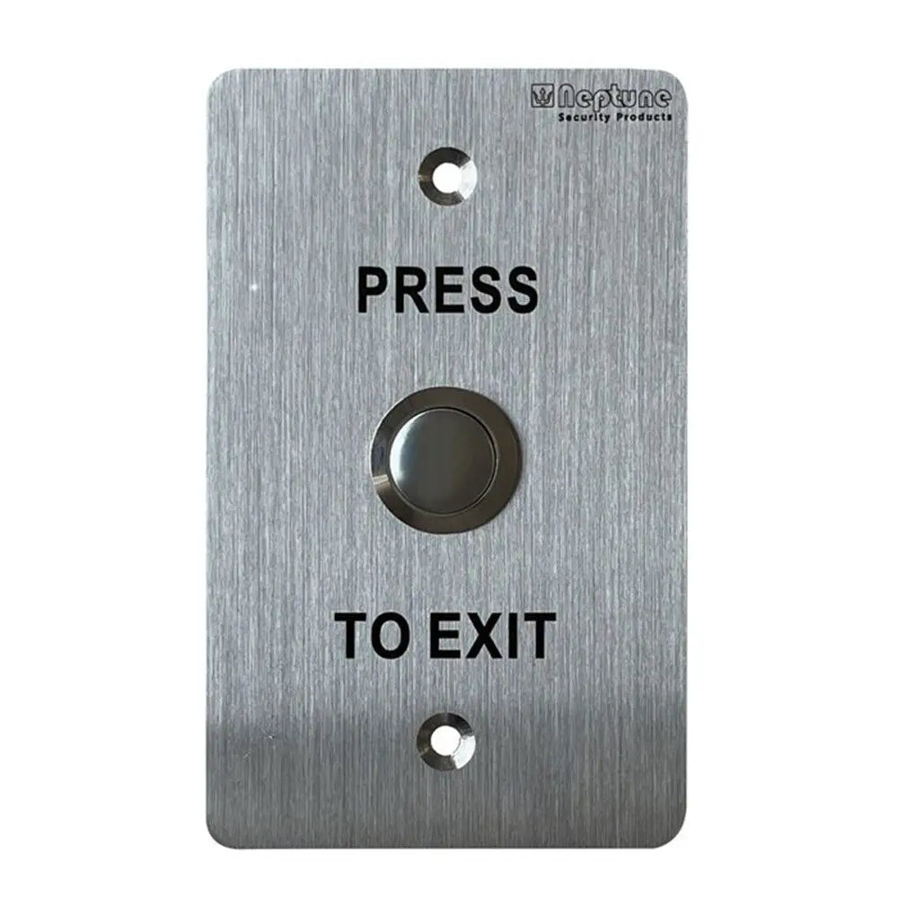 Neptune Press Exit Button - Stainless Steel with NO/C contacts, 1.7mm thick plate for secure access control in commercial settings.