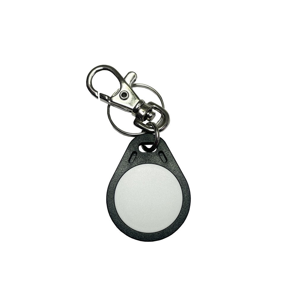 Neptune Keyfob DESFire EV3 2K - Black with keychain, programmable for access control systems. Durable design with sleek black finish and ink-jet numbering.