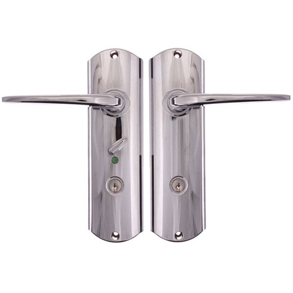 NEXION VISION MECHANICAL LEVER 1 in polished chrome finish, featuring a sleek design with keyhole and privacy lock for residential doors.