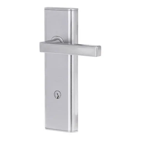 NEXION VISION MECHANICAL LEVER 29 Residential Leverset in brushed silver finish, designed for secure, safety, and passage door modes.