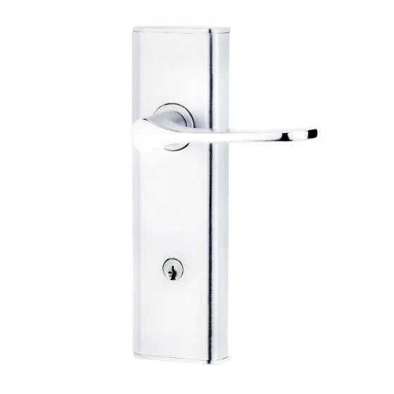 NEXION VISION MECHANICAL LEVER 34 in polished silver finish, a sleek residential leverset designed for modern door hardware applications.