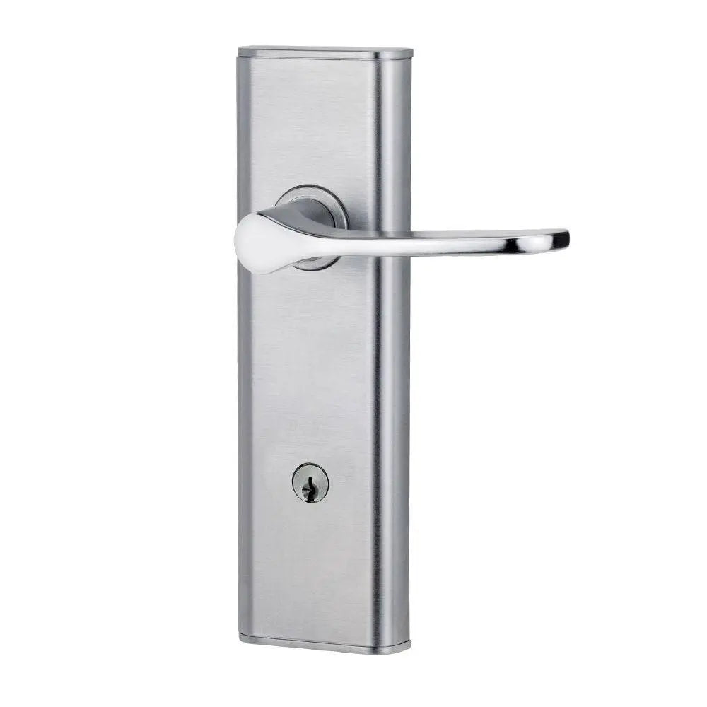 NEXION VISION MECHANICAL LEVER 34 in brushed silver finish, a sleek residential leverset for modern door hardware applications.