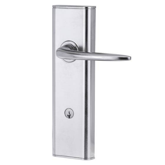 NEXION VISION MECHANICAL LEVER 1 in a sleek silver finish, designed for residential doors. High-quality leverset for secure and stylish door hardware.