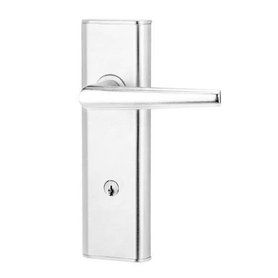 NEXION VISION MECHANICAL LEVER 2 in a sleek silver finish, designed for residential doors. Ideal for modern door hardware needs.