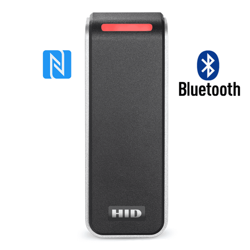 HID Signo 20 Reader - Secure Access Control | Multi-Technology Support, front view with NFC and Bluetooth icons indicating mobile and contactless credential support.