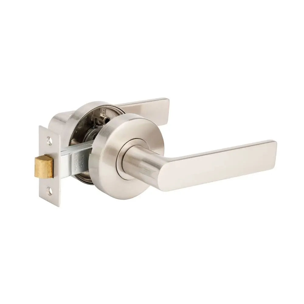 Kent Dummy Door Set - Brushed Nickel residential leverset with modern square lever design, ideal for non-handed interior doors. Durable finish with 7-year warranty.