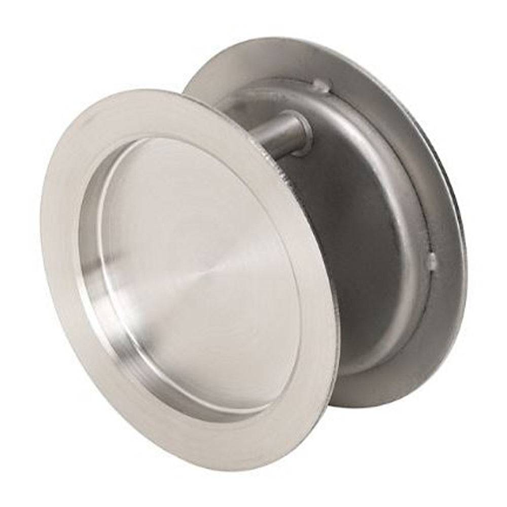 Zanda Slider Set - Round Cavity Passage in stainless steel with flush pull design for sliding doors. Ideal for modern residential door hardware.