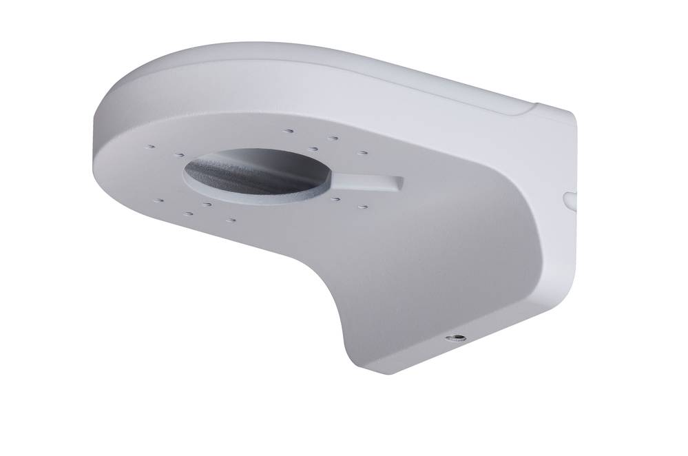 Aluminum Wall Mount Bracket with sleek white finish, designed for CCTV installation. Durable and supports up to 1kg in extreme temperatures.