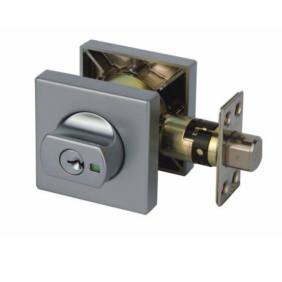 PARADIGM DEADBOLT SQUARE ROSE UNIVERSAL PACK featuring a modern square rose design with a durable metal finish, ideal for secure locking solutions in hardware applications.