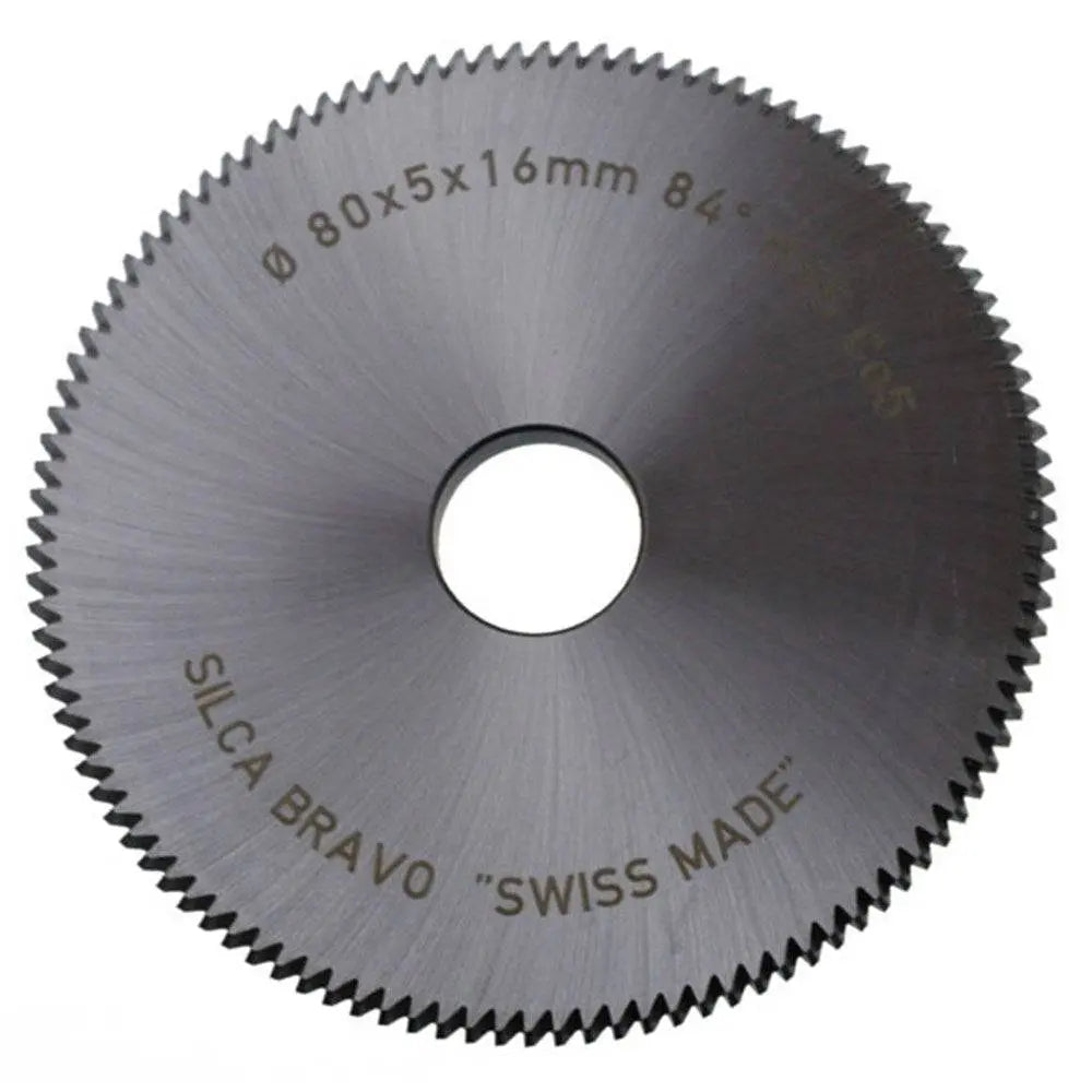 Silca Cutter for Duplicating Machines - HSS 80X5X16MM with fine teeth, compatible with Bravo, Special, and Poker key machines. Ideal for precision cutting.