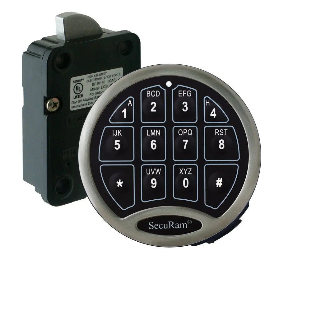 Securam Safelogic Basic Safe Lock and Entry Pad Set Satin Chrome Swing Bolt Securam