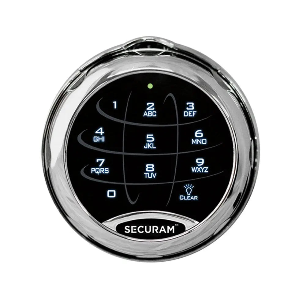 SECURAM SAFELOGIC XTREME ENTRY PAD DIAL RING W/6" SPINDLE AND CHANGE KEY CHROME - Harry's Door Hardware