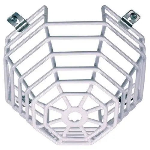 STI WEB Guard Steel Cage 180x100x115MM for surface detector protection. Durable white steel design with mounting brackets for security sensors.