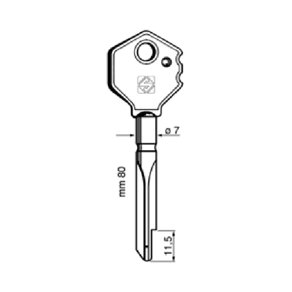 Silca XY4P Key Blank with Plastic Head for Yale Cars and Safe Doors Silca