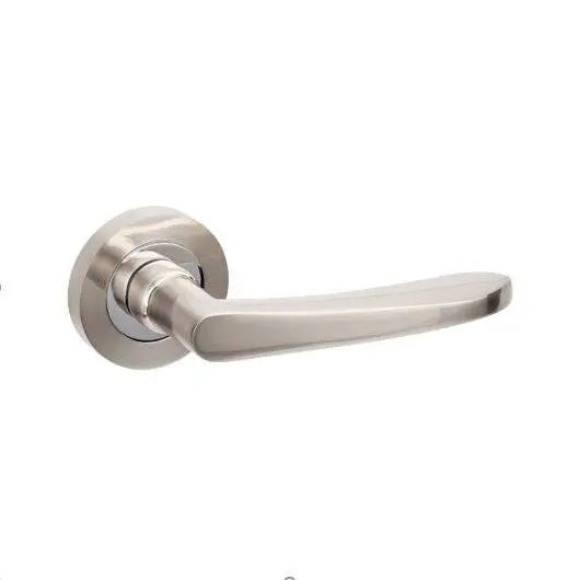Stride Separate Privacy Set with sleek satin nickel finish, includes 1131 lever handle and 7032 privacy kit for modern door hardware.