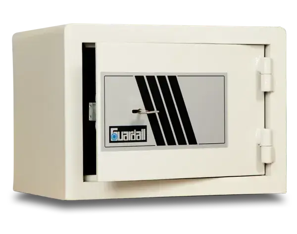 Guardall T80 gun safe with key lock, compact design for pistols, ideal for home or office firearm security and compliance.