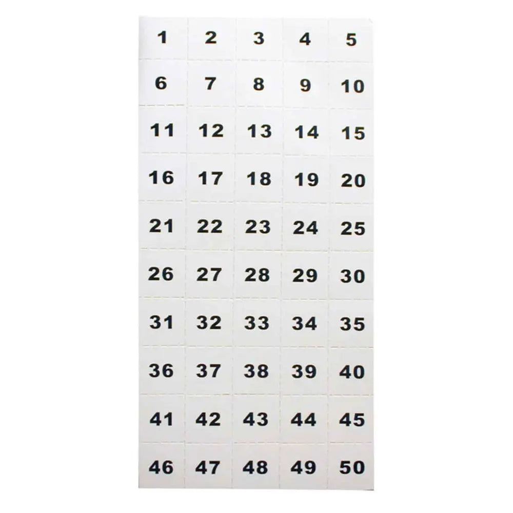 TELKEE PERF NUMBER SHEET 1-50 Telkee