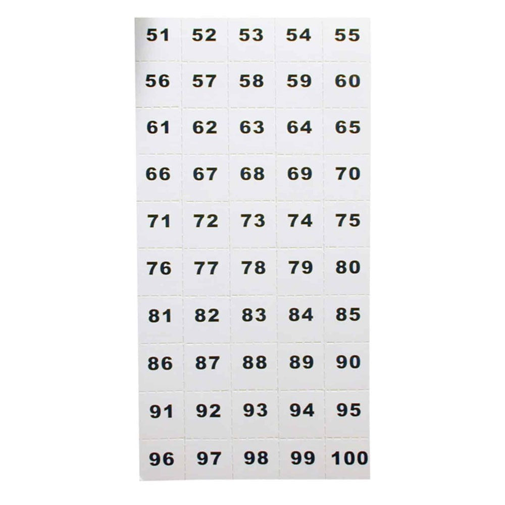 TELKEE PERF NUMBER SHEET 51-100 Telkee