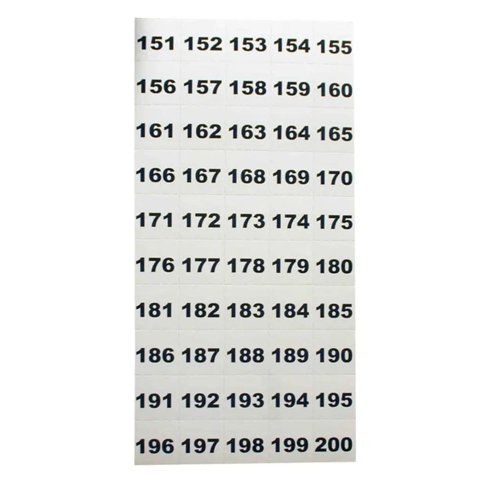 TELKEE PERF NUMBER SHEET 151-200 Telkee