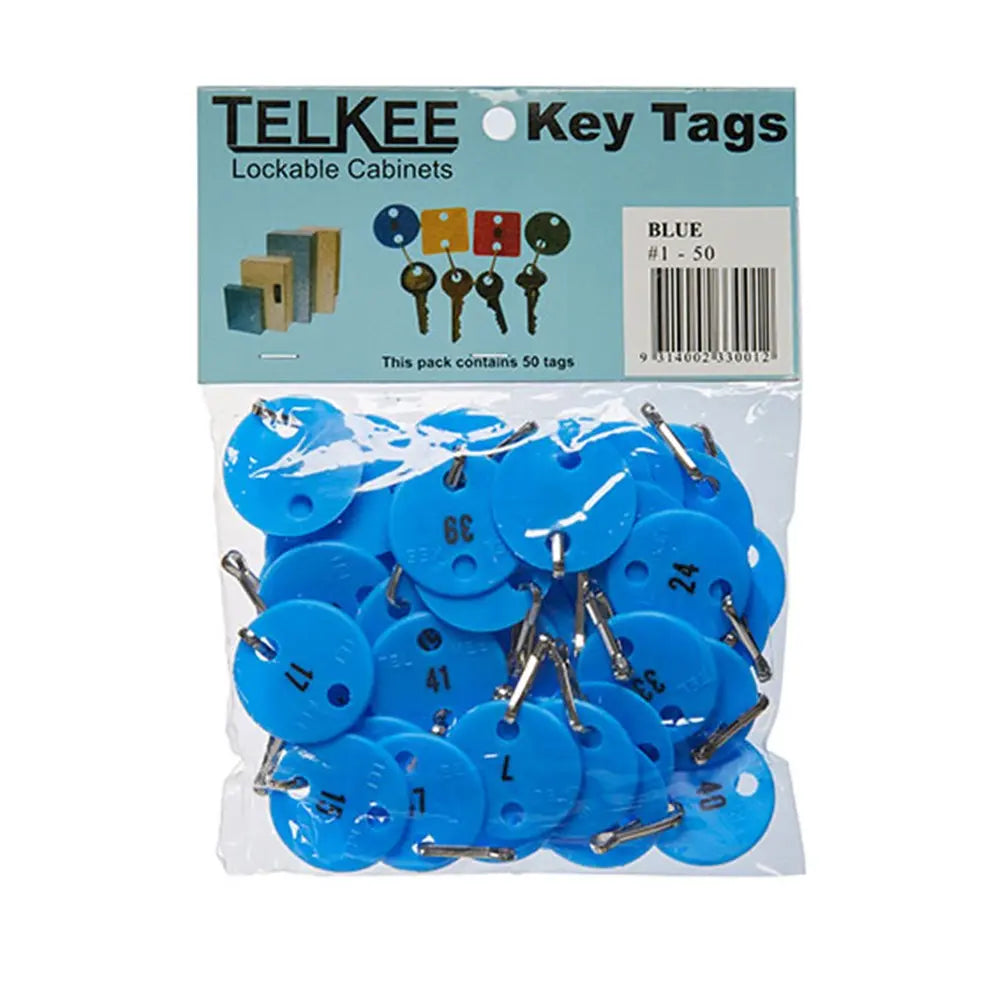 TELKEE NUMBERED KEY TAGS 1-50 BLUE ROUND Telkee