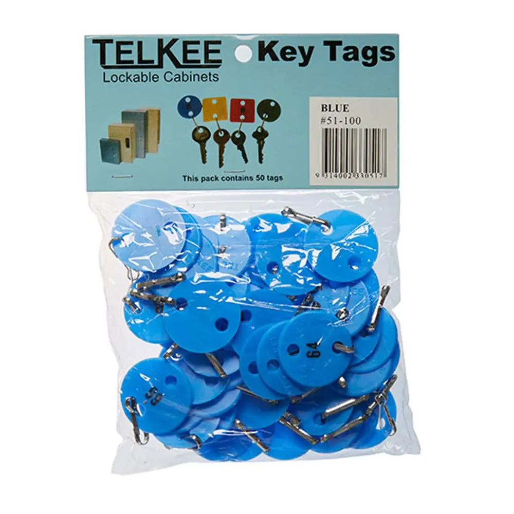 TELKEE NUMBERED KEY TAGS #51-100 BLUE ROUND Telkee