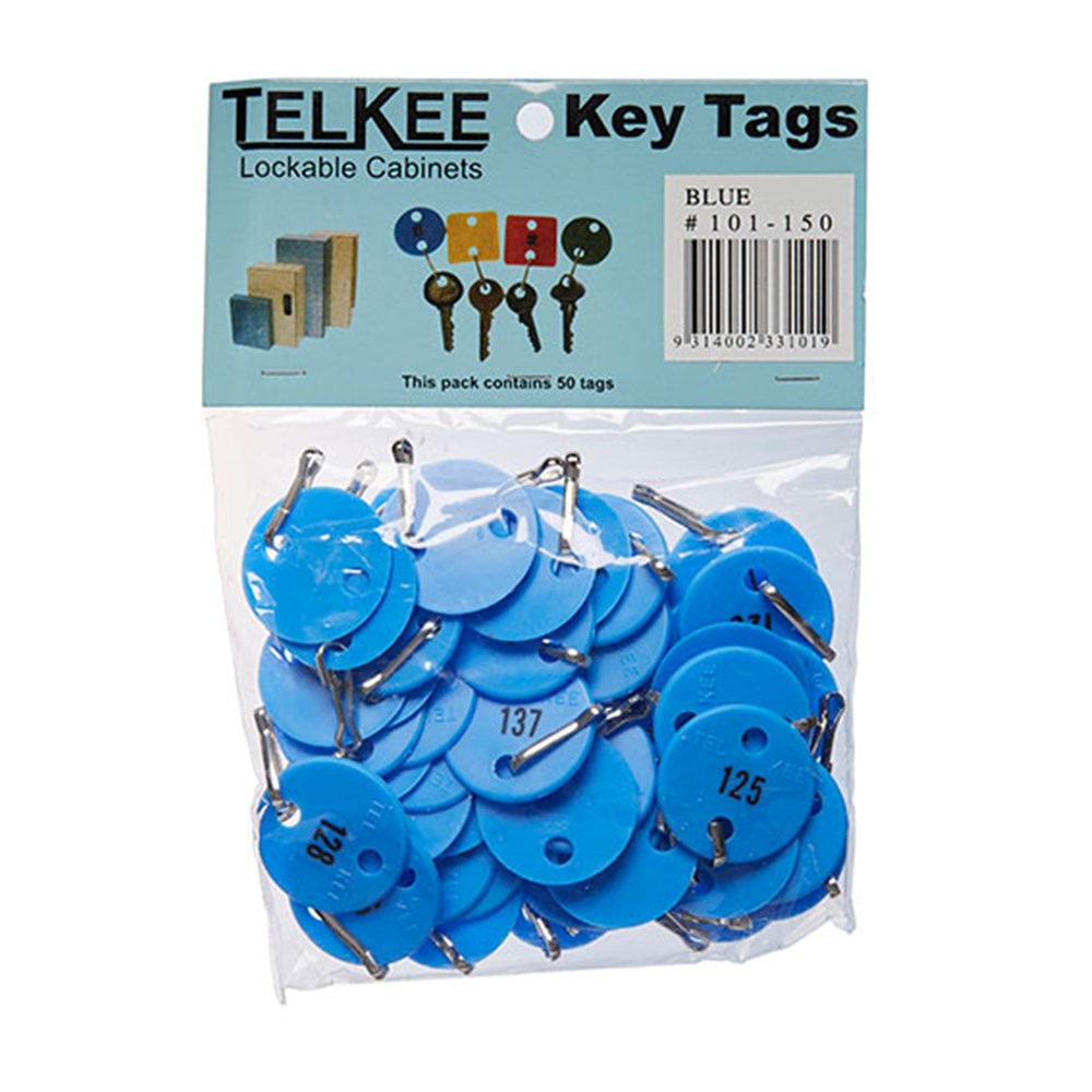 TELKEE NUMBERED KEY TAGS #101-150 BLUE ROUND Telkee