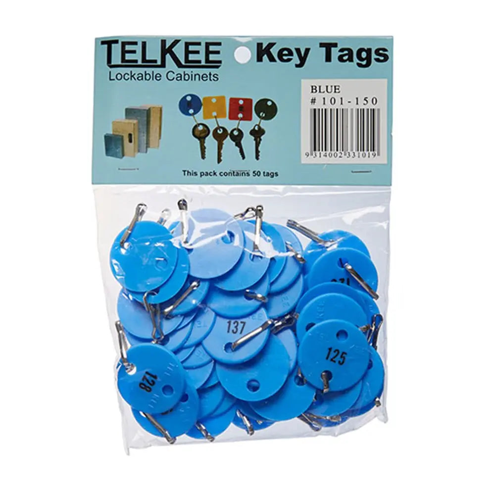 TELKEE NUMBERED KEY TAGS #101-150 BLUE ROUND Telkee