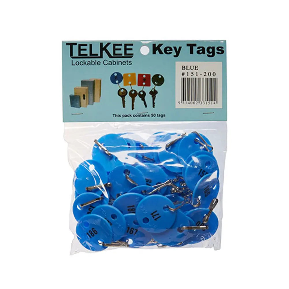 TELKEE NUMBERED KEY TAGS #151-200 BLUE ROUND Telkee
