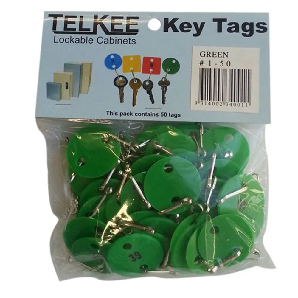 TELKEE KEY TAGS #1-50 GREEN ROUND Telkee