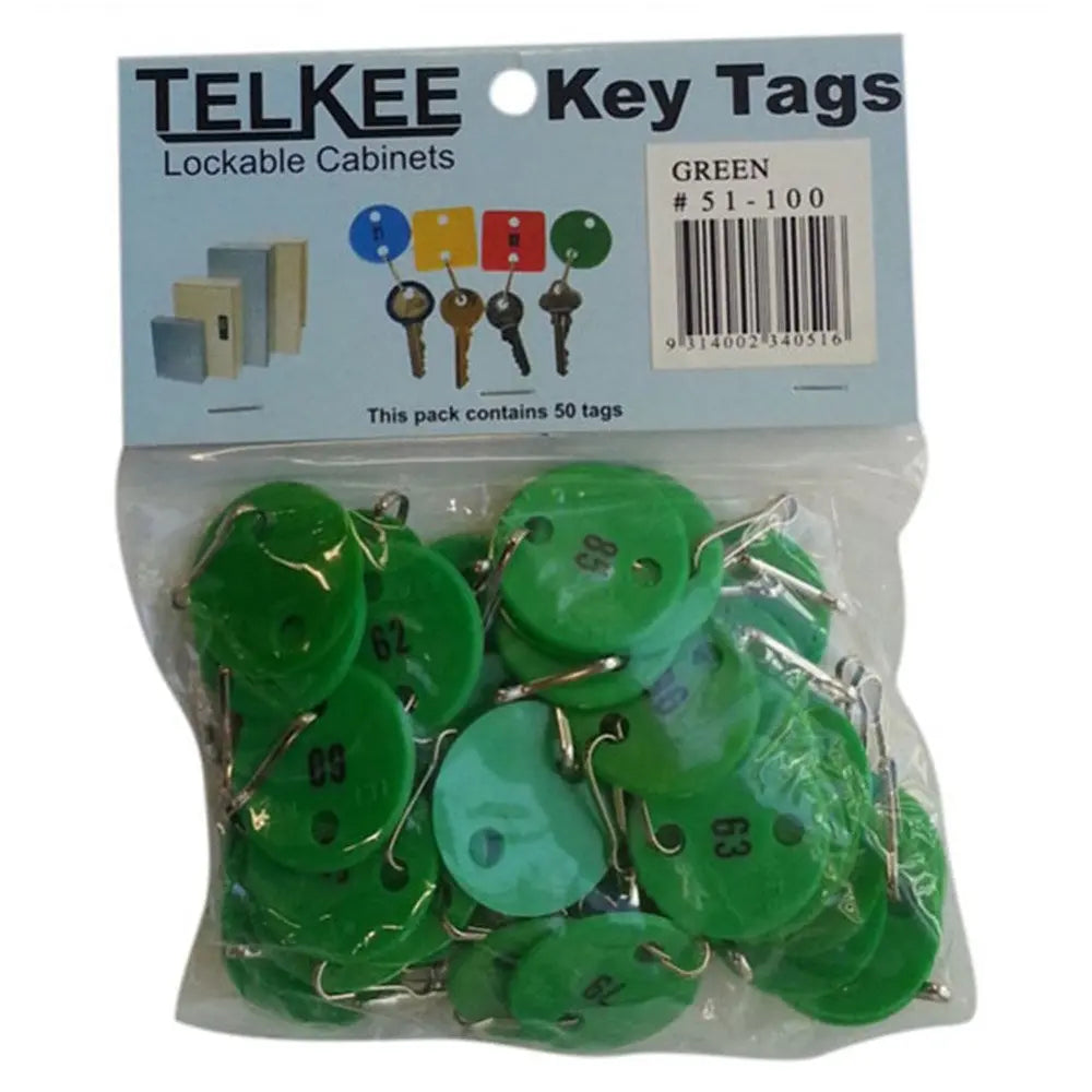TELKEE KEY TAGS #51-100 GREEN ROUND Telkee