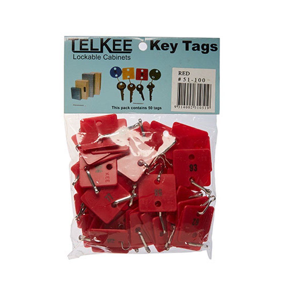 TELKEE KEY TAGS #51-100 RED SQUARE Telkee