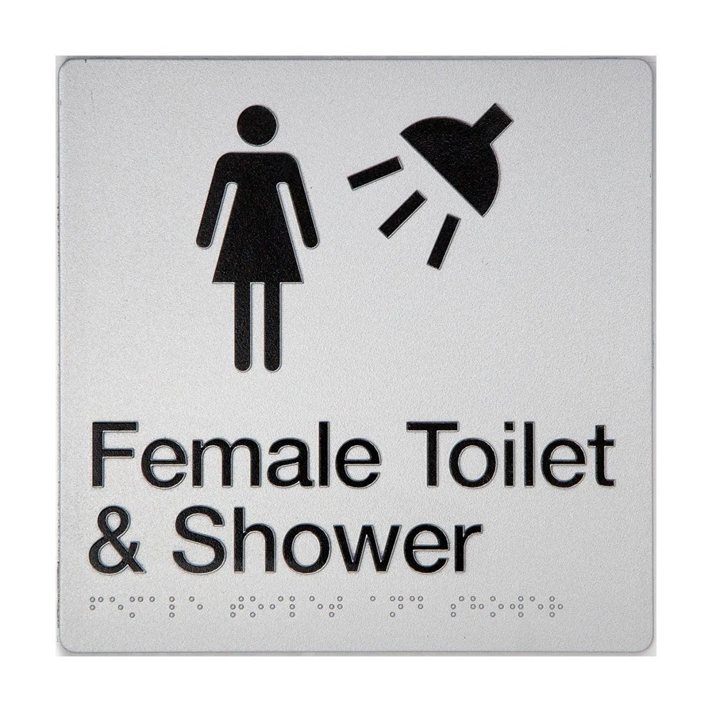 TTSM SIGN FEMALE TOILET & SHOWER SIL/BLK TTSM