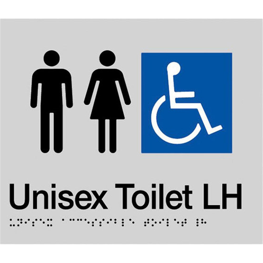 TTSM SIGN UNISEX DISABLED TOILET LH TRANSFER BLK/SIL TTSM
