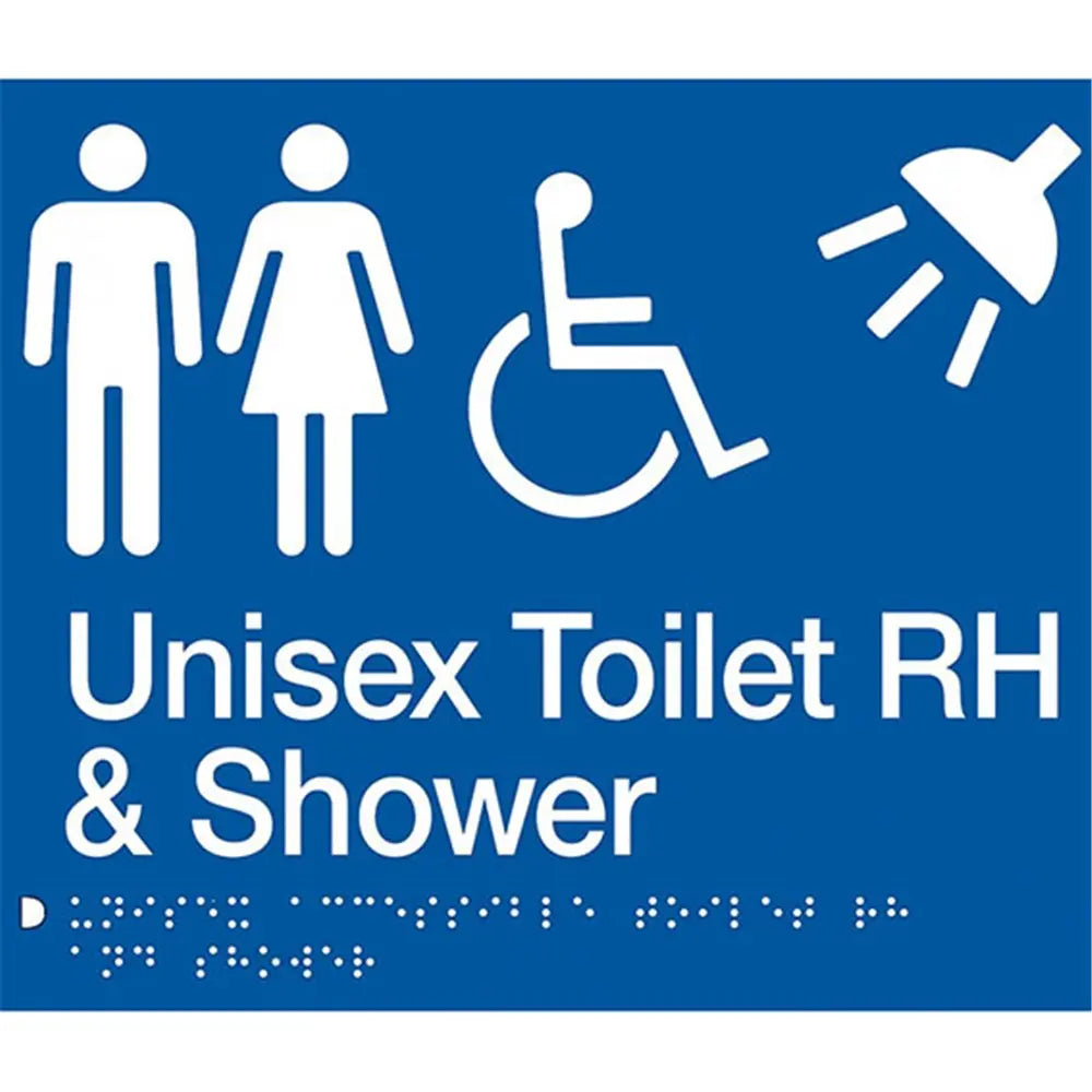 TTSM SIGN MALE/FEMALE DISABLED TOILET/SHOWER RH TRANSFER BLU TTSM