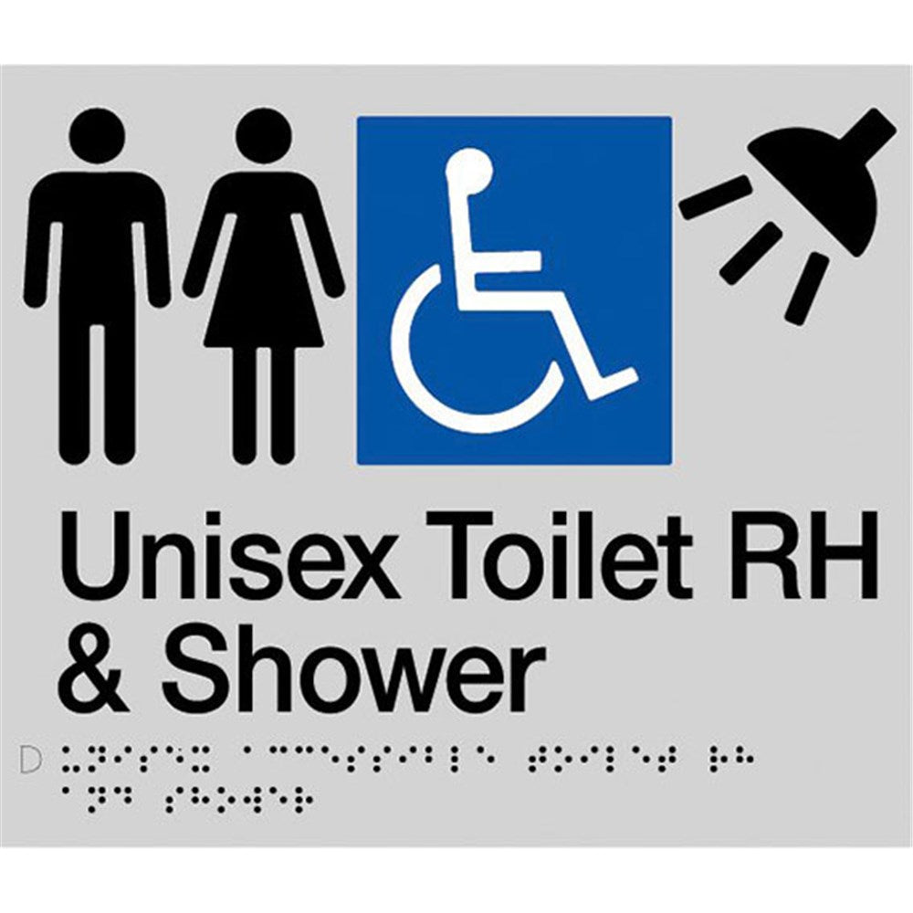TTSM SIGN MALE/FEMALE DISABLED TOILET/SHOWER RH TRANSFER SIL TTSM