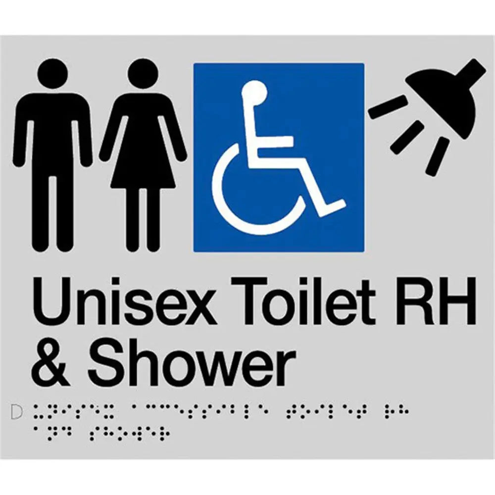 TTSM SIGN MALE/FEMALE DISABLED TOILET/SHOWER RH TRANSFER SIL TTSM