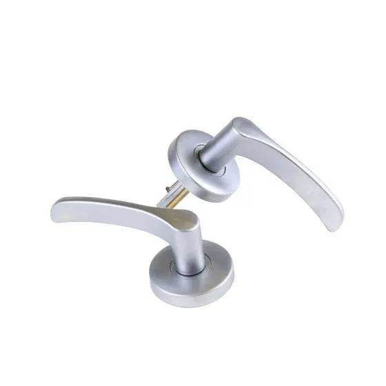 VELOCITY PASSAGE SET & 34 LEVER TP residential leverset in a sleek silver finish, ideal for modern door hardware applications.