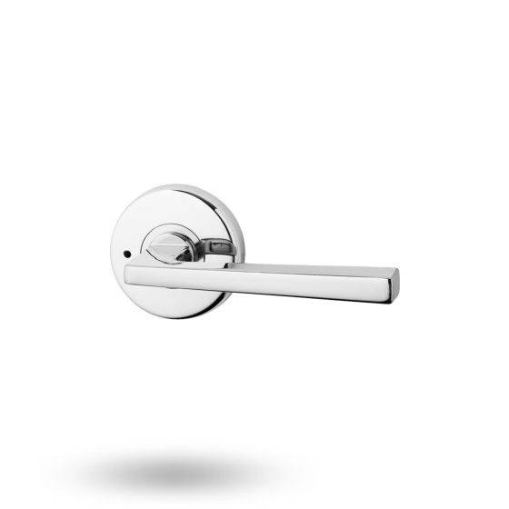 VELOCITY PRIVACY SET & 28 LEVER TP residential leverset in polished chrome finish, ideal for modern door hardware applications.