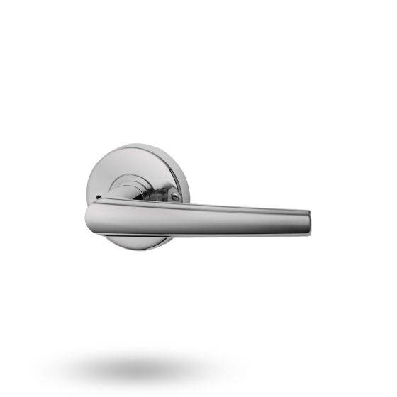 VELOCITY PRIVACY SET & L2 LEVER TP in sleek chrome finish, ideal for residential doors. Modern door hardware for privacy and style.