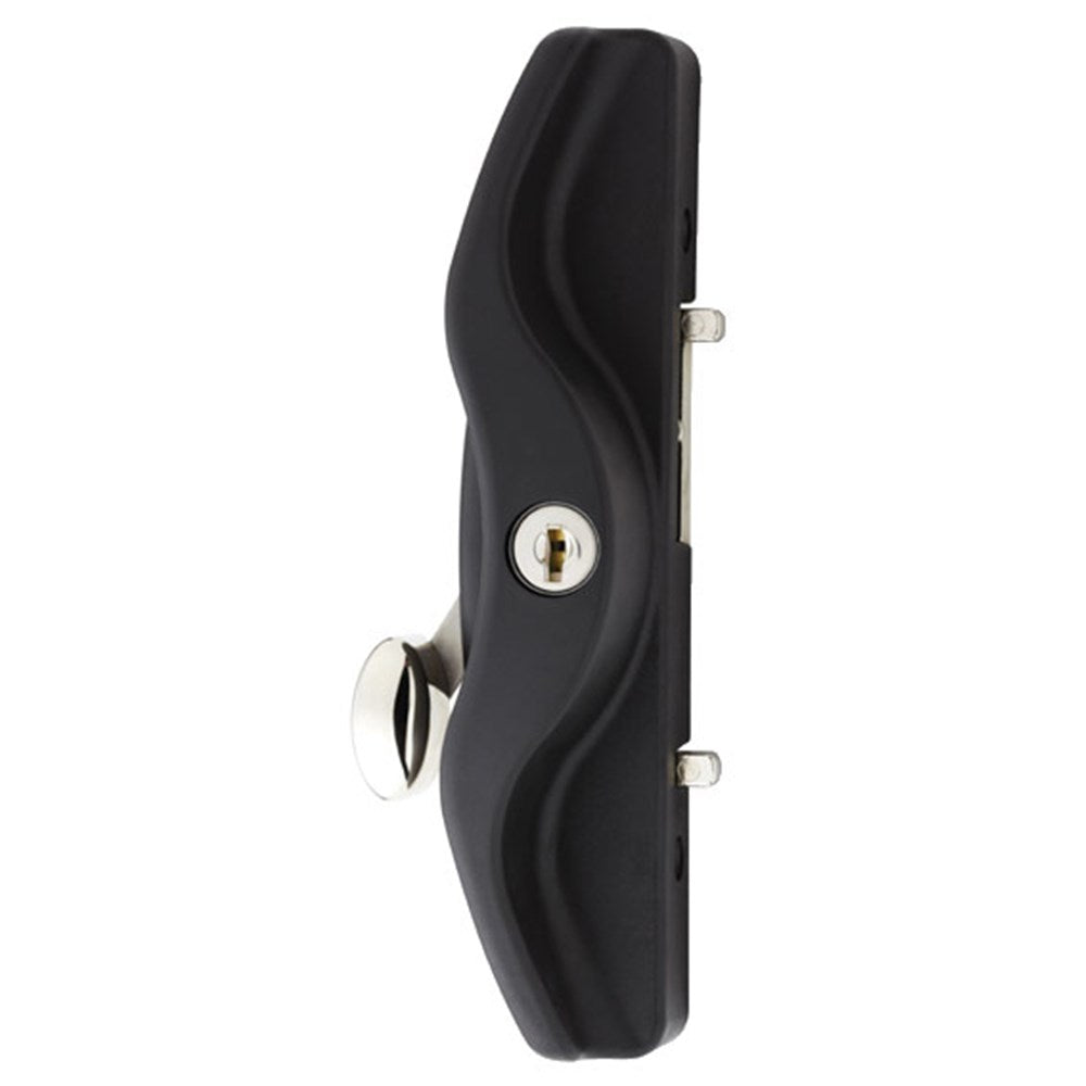 Whitco Lawson Sliding Door Lockset Double Cylinder LF24 Profile KD with Offset Outer Pull Universal Strike in Black - W505217 Whitco