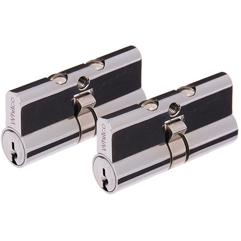 Whitco Euro Double Cylinder LW4 Profile KA with Lazy Cam Chrome Plate 62.5mm Pack of 2 - W842200 Whitco