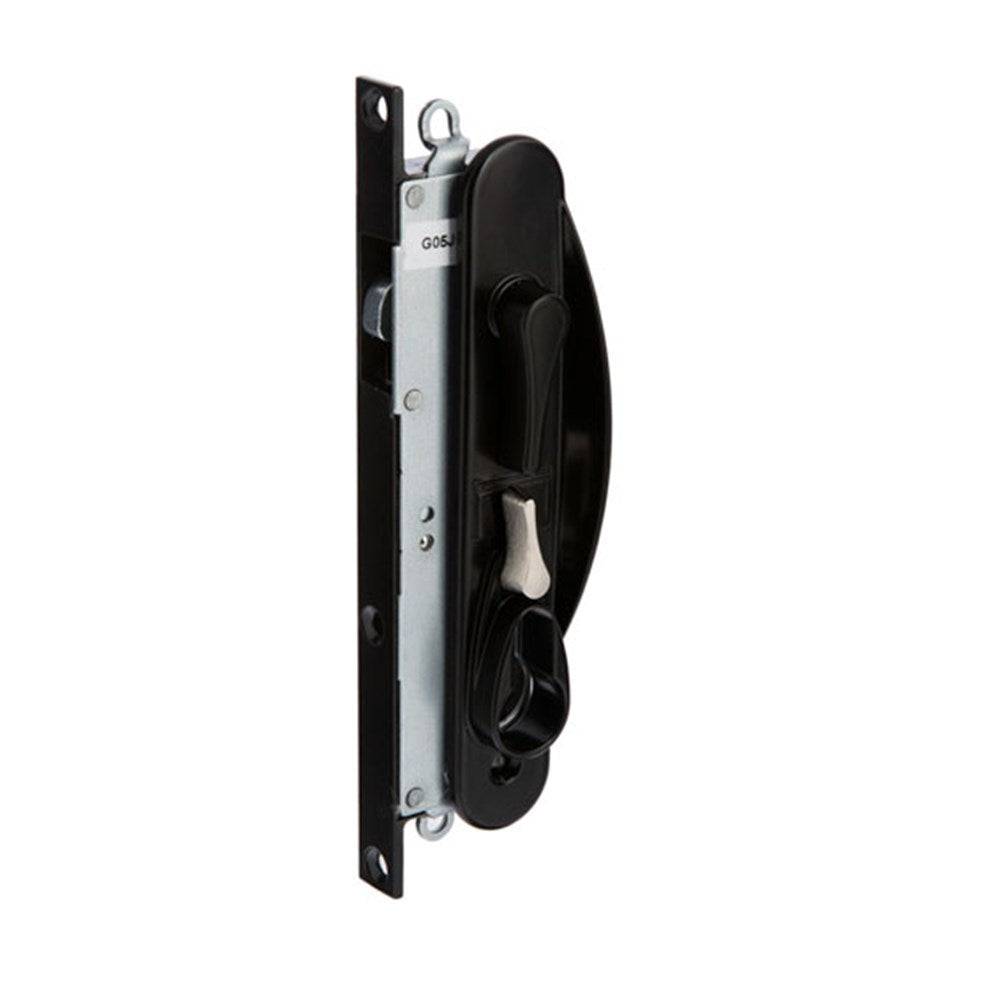 LEICHHARDT STANDARD SLIDING SECURITY DOOR LOCK NO CYLINDER in black finish, designed for sliding doors. Ideal for enhancing security in residential or commercial spaces.