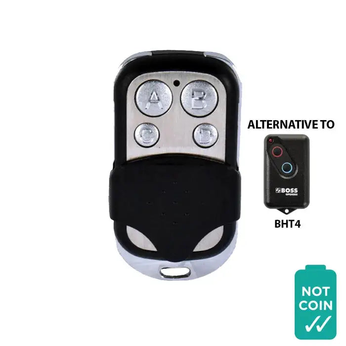 'BHT4 Compatible' REMOTE - Non-Genuine garage door remote with four buttons, designed as an alternative to BHT4 Guardian BOSS remotes.