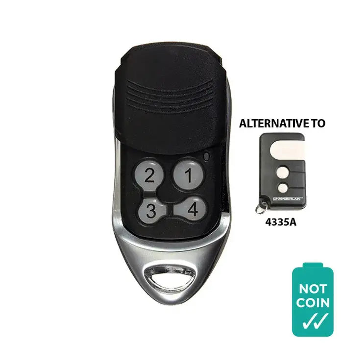 '4335A Compatible' REMOTE - Non-Genuine garage door remote with four buttons, an alternative to the 4335A Chamberlain model. Ideal for controlling garage door electrical operators.